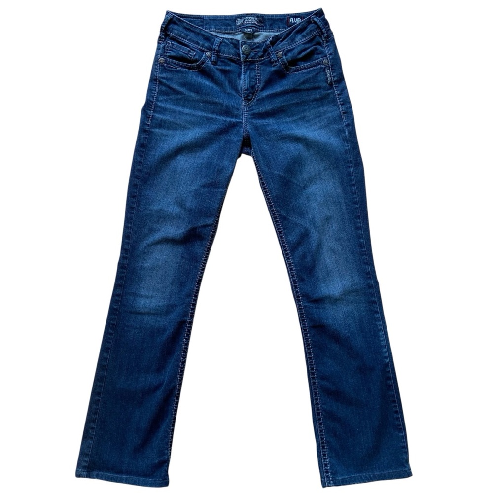 Silver Suki High slim boot jeans stretch blue denim contrasting stitches size 29